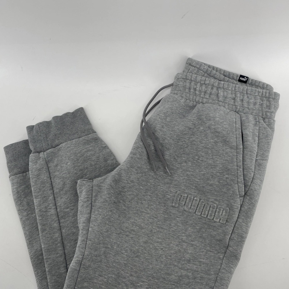 Puma Jogger Y2K Raised Logo Fleece Sweat Pants Heather Gray Men's Medium